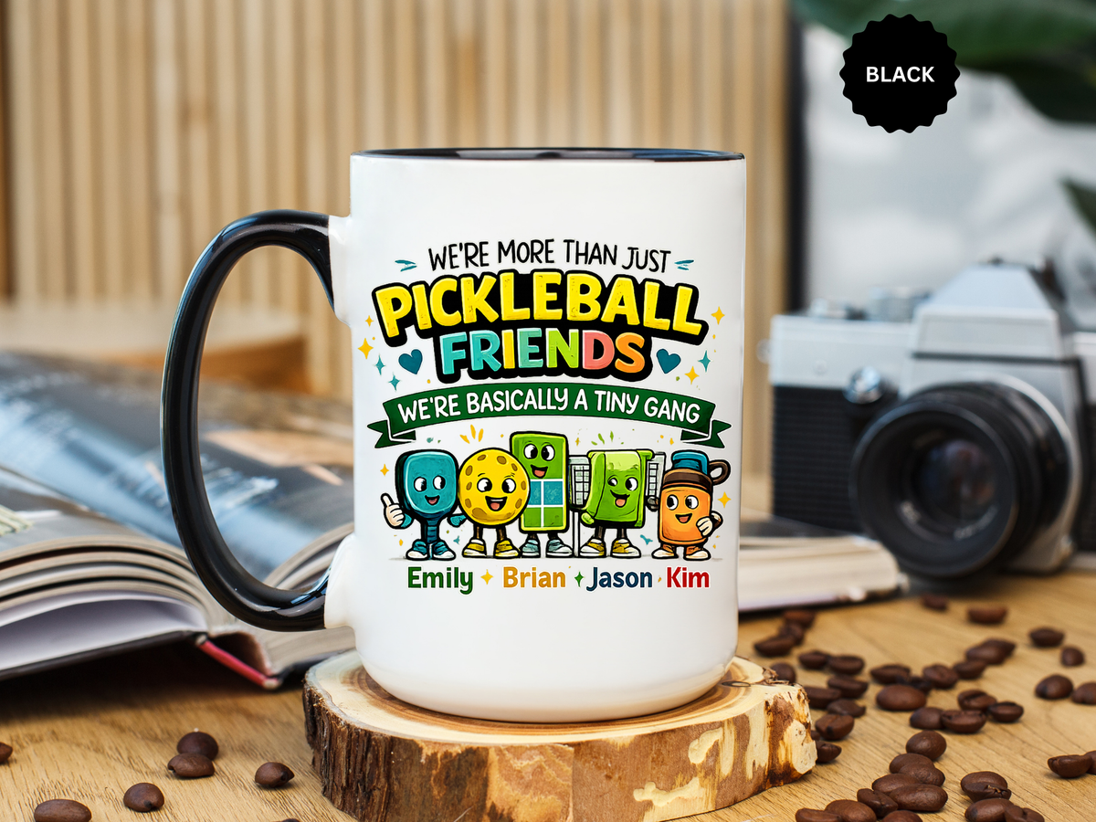 Personalized Pickleball Friends Mug, Custom Pickleball Team Coffee Mug with Names, Funny Pickleball Gift for Teammates and Best Friends