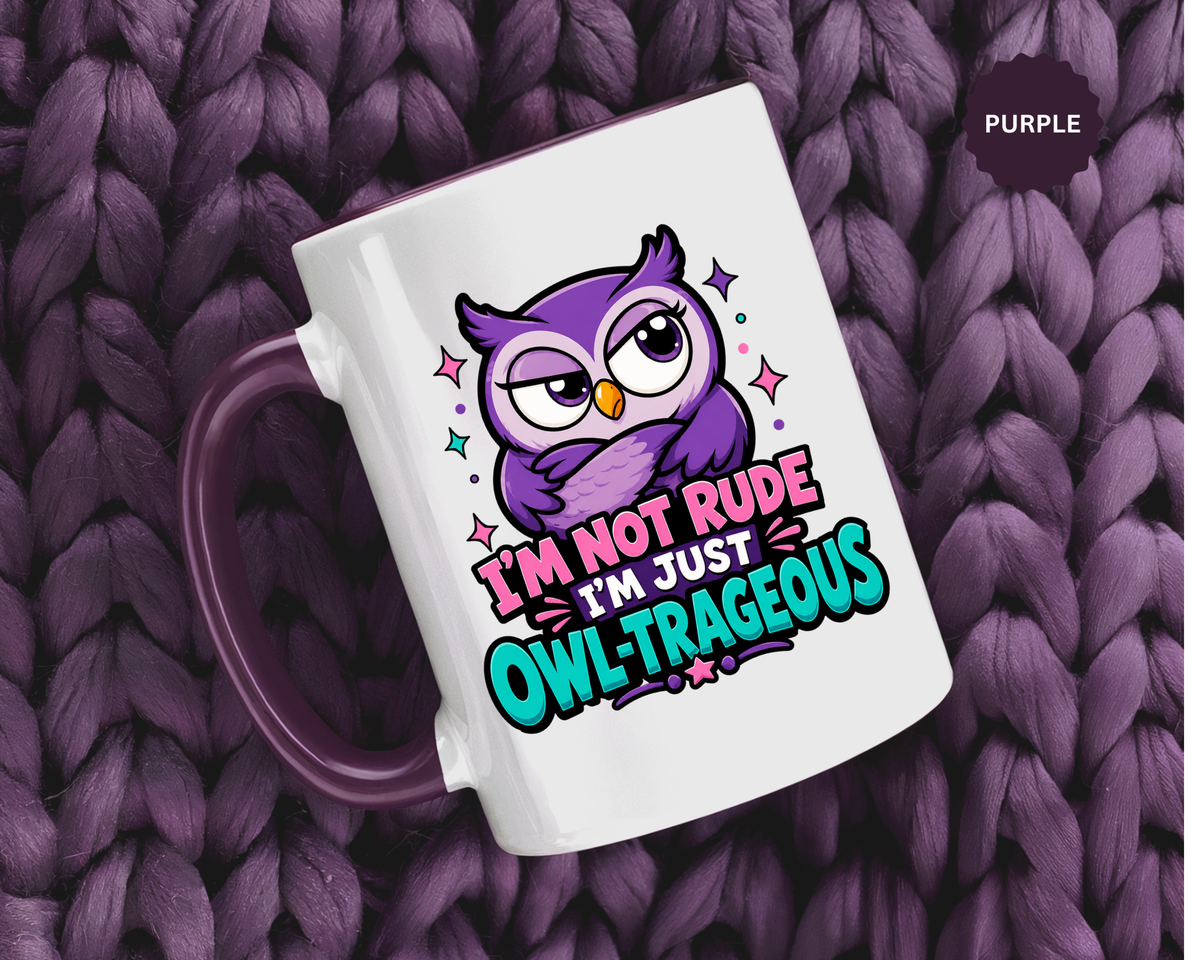 Funny Owl Pun Coffee Mug, Owl-Trageous Mug, I'm Not Rude I'm Just Owl-Trageous Cup, Cute Owl Coffee Mug, Gift for Owl Lovers