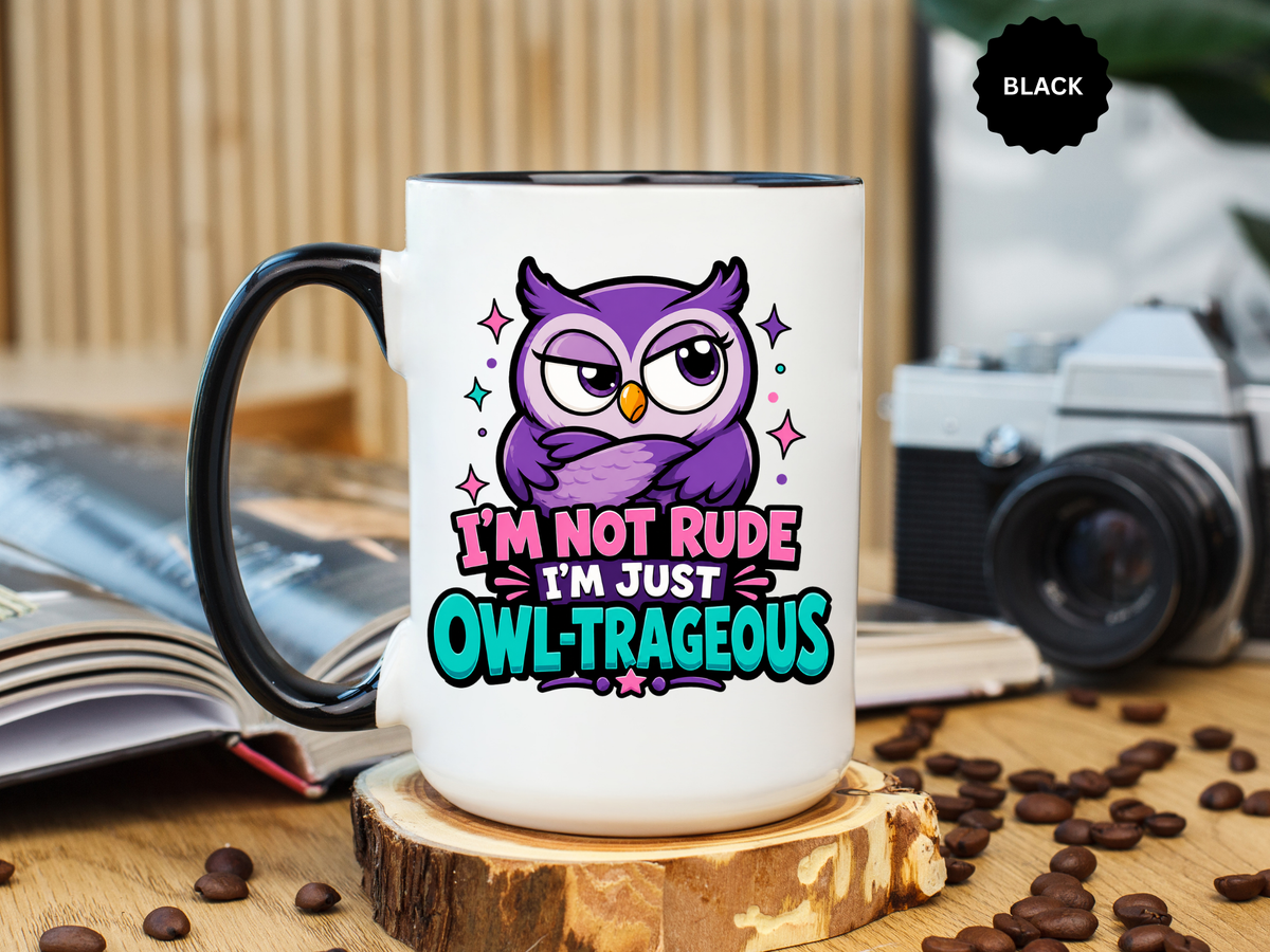 Funny Owl Pun Coffee Mug, Owl-Trageous Mug, I'm Not Rude I'm Just Owl-Trageous Cup, Cute Owl Coffee Mug, Gift for Owl Lovers