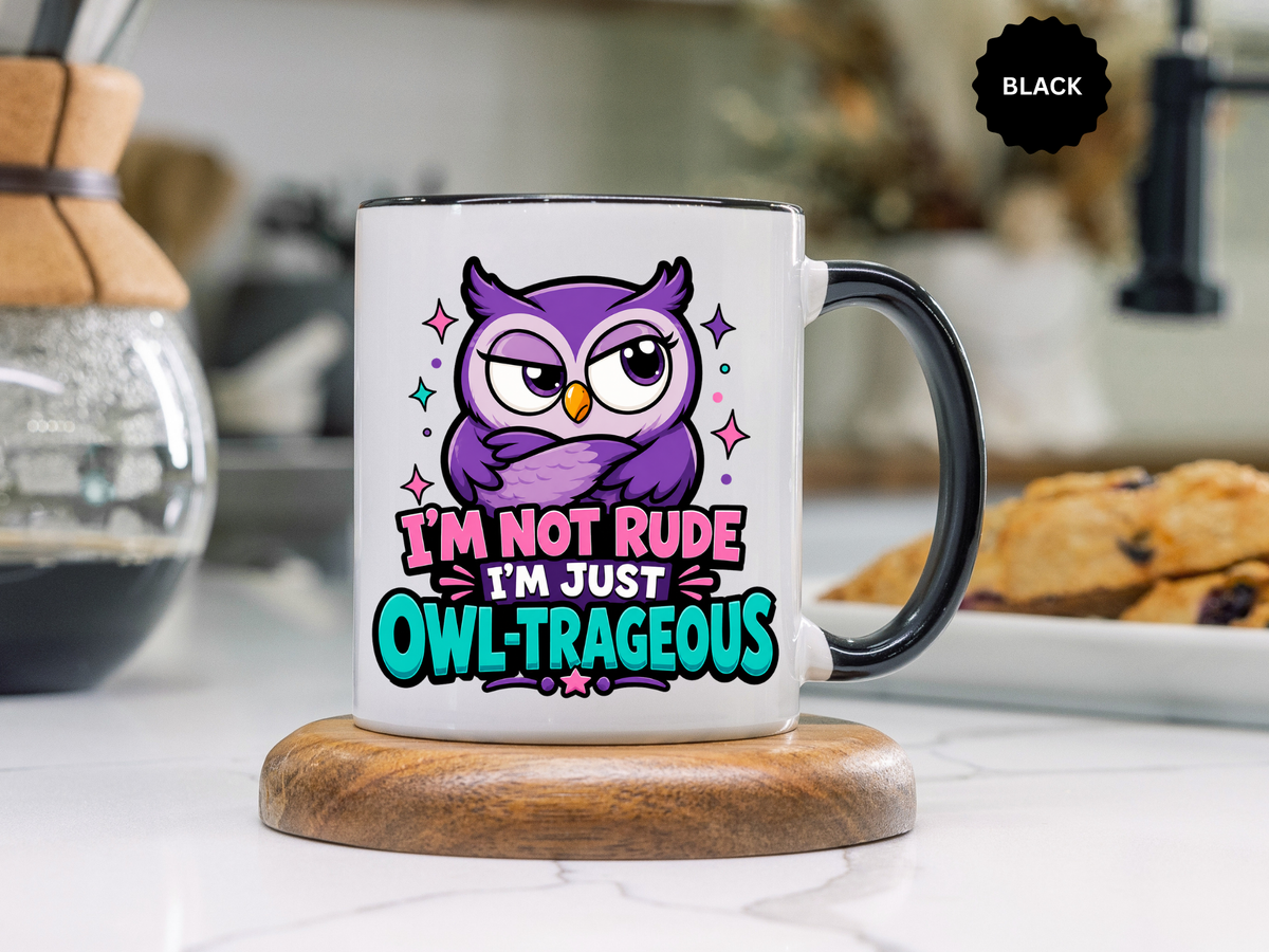 Funny Owl Pun Coffee Mug, Owl-Trageous Mug, I'm Not Rude I'm Just Owl-Trageous Cup, Cute Owl Coffee Mug, Gift for Owl Lovers