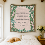 Personalized Wife Letter Woven Blanket, Custom Love Message Throw Blanket, Comfort Color Anniversary Gift for Wife