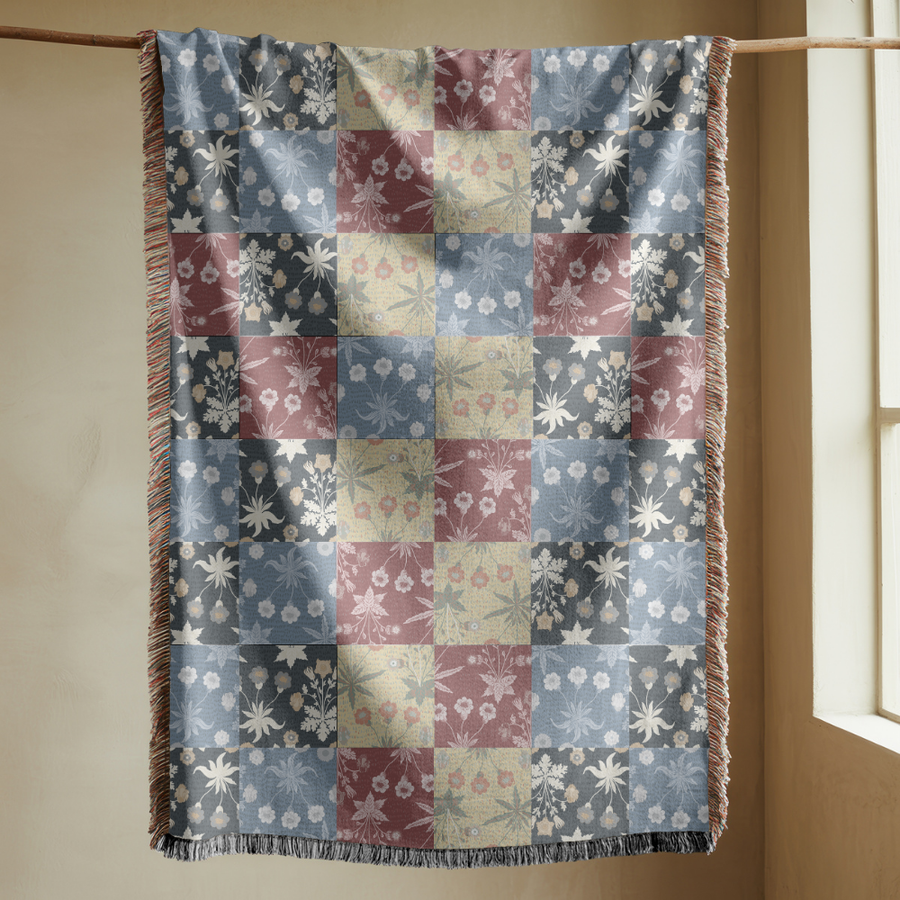 Vintage Floral Quilt Blanket, Comfort Color Throw, Cottagecore Bedroom Decor, Patchwork Flower Blanket, Cozy Country Home Gift