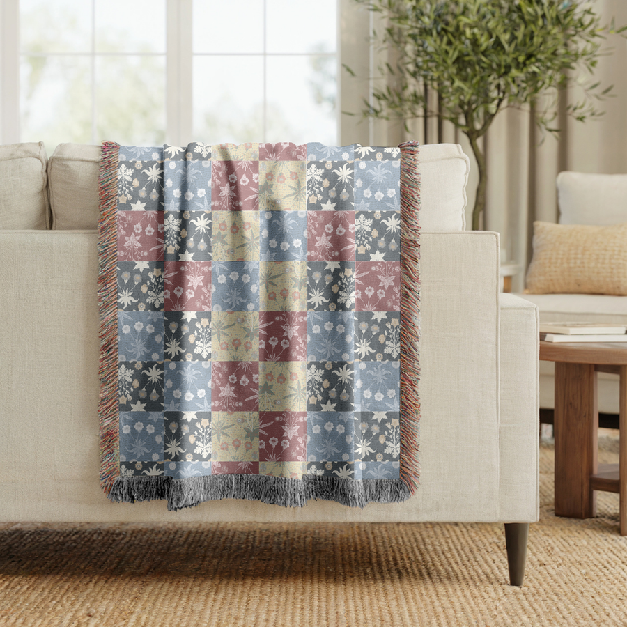 Vintage Floral Quilt Blanket, Comfort Color Throw, Cottagecore Bedroom Decor, Patchwork Flower Blanket, Cozy Country Home Gift