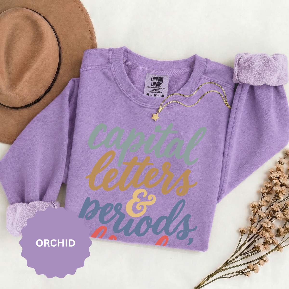 Capital Letters and Periods Bruh Sweatshirt, Funny Grammar Teacher Crewneck, English ELA Educator Gift, Back to School Pullover for Women