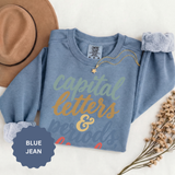 Capital Letters and Periods Bruh Sweatshirt, Funny Grammar Teacher Crewneck, English ELA Educator Gift, Back to School Pullover for Women