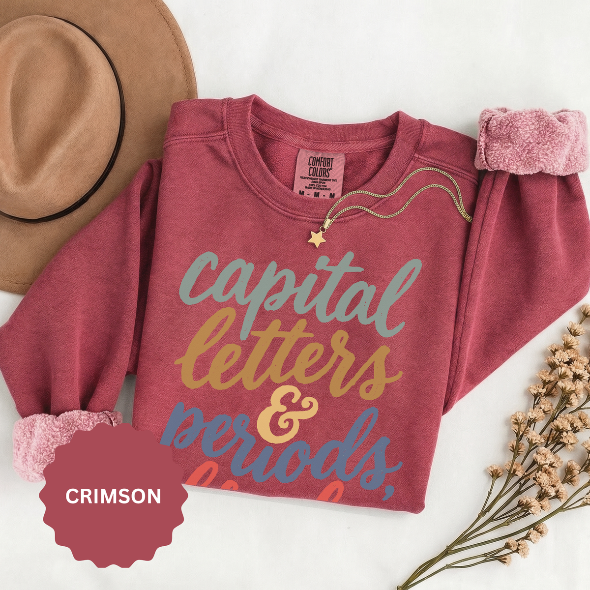 Capital Letters and Periods Bruh Sweatshirt, Funny Grammar Teacher Crewneck, English ELA Educator Gift, Back to School Pullover for Women