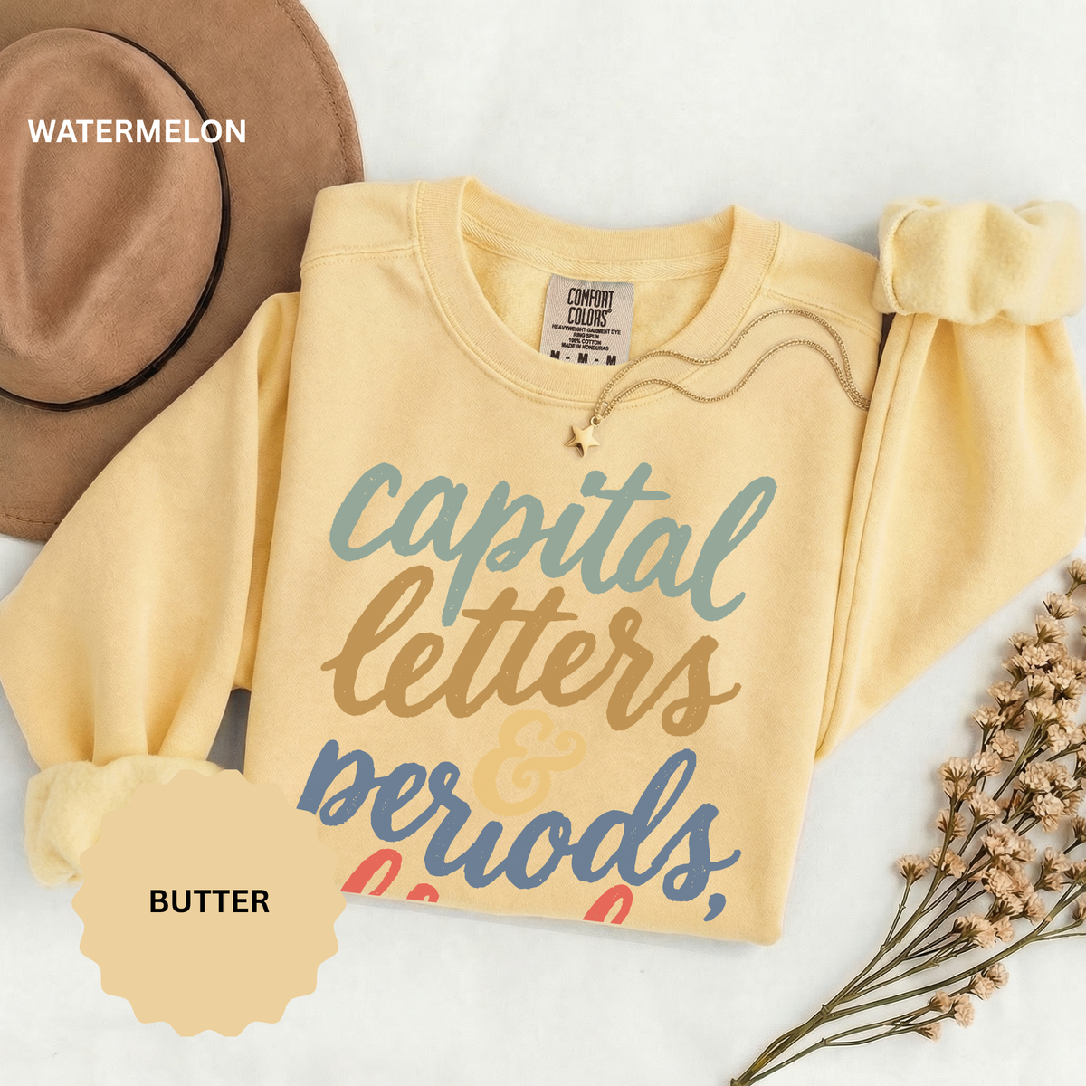 Capital Letters and Periods Bruh Sweatshirt, Funny Grammar Teacher Crewneck, English ELA Educator Gift, Back to School Pullover for Women