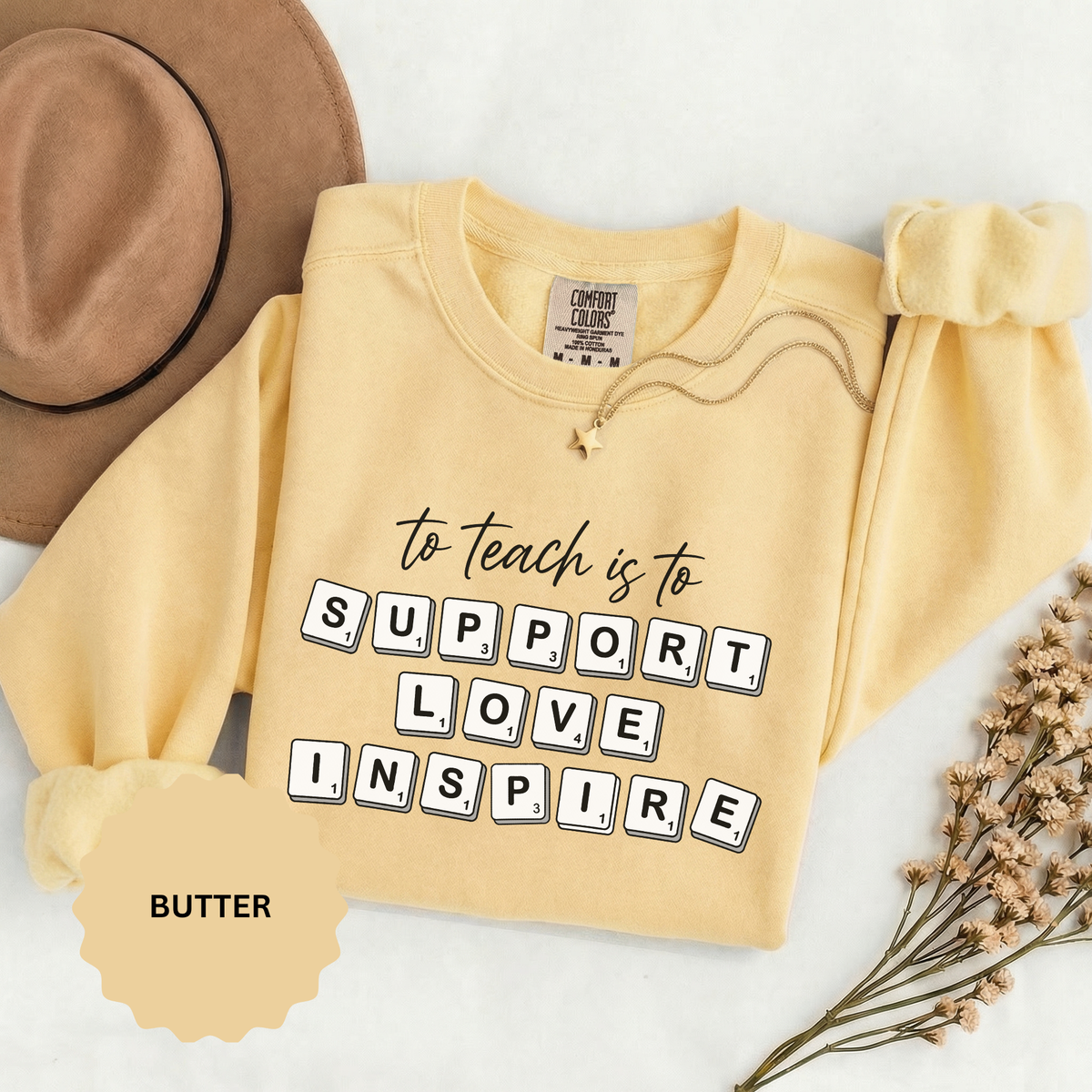 To Teach Is to Support Love Inspire Sweatshirt, Inspirational Teacher Crewneck, Appreciation Gift, Back to School Pullover for Women