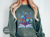 Book Lover Floral Sweatshirt, Open Book and Wildflower Crewneck, Reader Librarian Gift, Cozy Literary Pullover for Women and Teachers