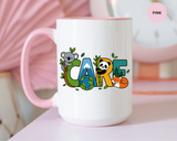 Earth Care Animal Mug, Eco Awareness Coffee Cup, Cute Wildlife Conservation Gift for Nature Lover, Earth Day Gift for Teacher or Mom