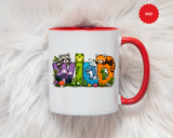 Wild Animal Mug, Colorful Nature Coffee Cup, Cute Wildlife Lover Gift for Kids, Zoo Teacher Classroom Drinkware, Birthday Present for Kids