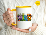 Wild Animal Mug, Colorful Nature Coffee Cup, Cute Wildlife Lover Gift for Kids, Zoo Teacher Classroom Drinkware, Birthday Present for Kids