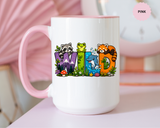 Wild Animal Mug, Colorful Nature Coffee Cup, Cute Wildlife Lover Gift for Kids, Zoo Teacher Classroom Drinkware, Birthday Present for Kids