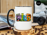 Wild Animal Mug, Colorful Nature Coffee Cup, Cute Wildlife Lover Gift for Kids, Zoo Teacher Classroom Drinkware, Birthday Present for Kids