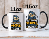 Not Today People Mug, Funny Owl Coffee Cup, Introvert Humor Gift for Coworker, Funny Snack Lover Present, Sarcastic Office Drinkware