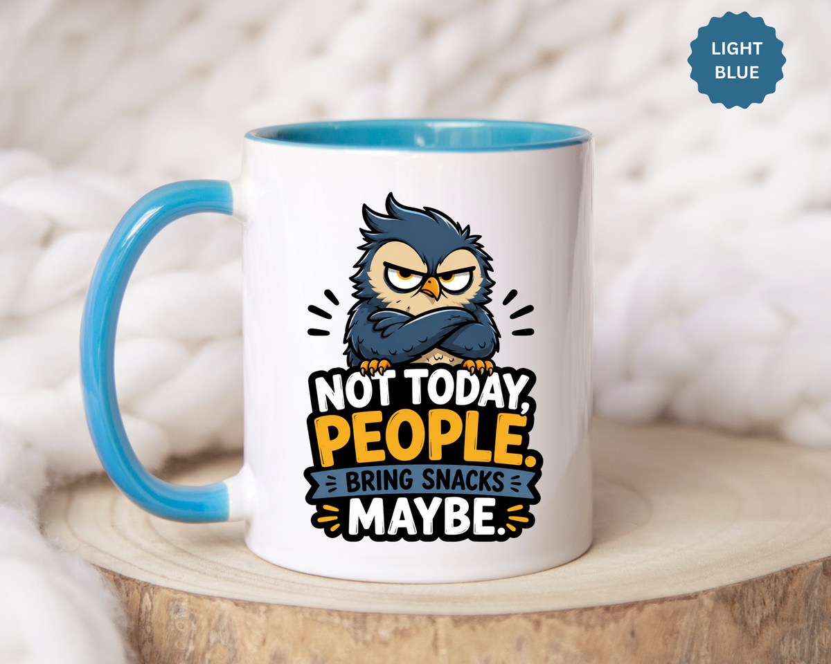 Not Today People Mug, Funny Owl Coffee Cup, Introvert Humor Gift for Coworker, Funny Snack Lover Present, Sarcastic Office Drinkware