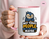 Not Today People Mug, Funny Owl Coffee Cup, Introvert Humor Gift for Coworker, Funny Snack Lover Present, Sarcastic Office Drinkware