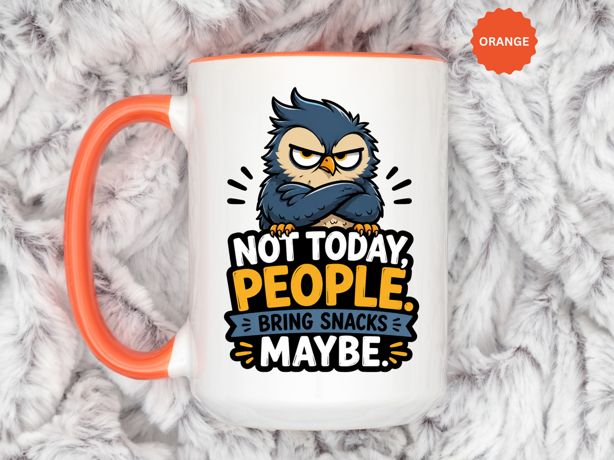 Not Today People Mug, Funny Owl Coffee Cup, Introvert Humor Gift for Coworker, Funny Snack Lover Present, Sarcastic Office Drinkware