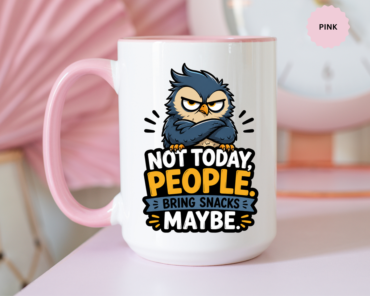 Not Today People Mug, Funny Owl Coffee Cup, Introvert Humor Gift for Coworker, Funny Snack Lover Present, Sarcastic Office Drinkware
