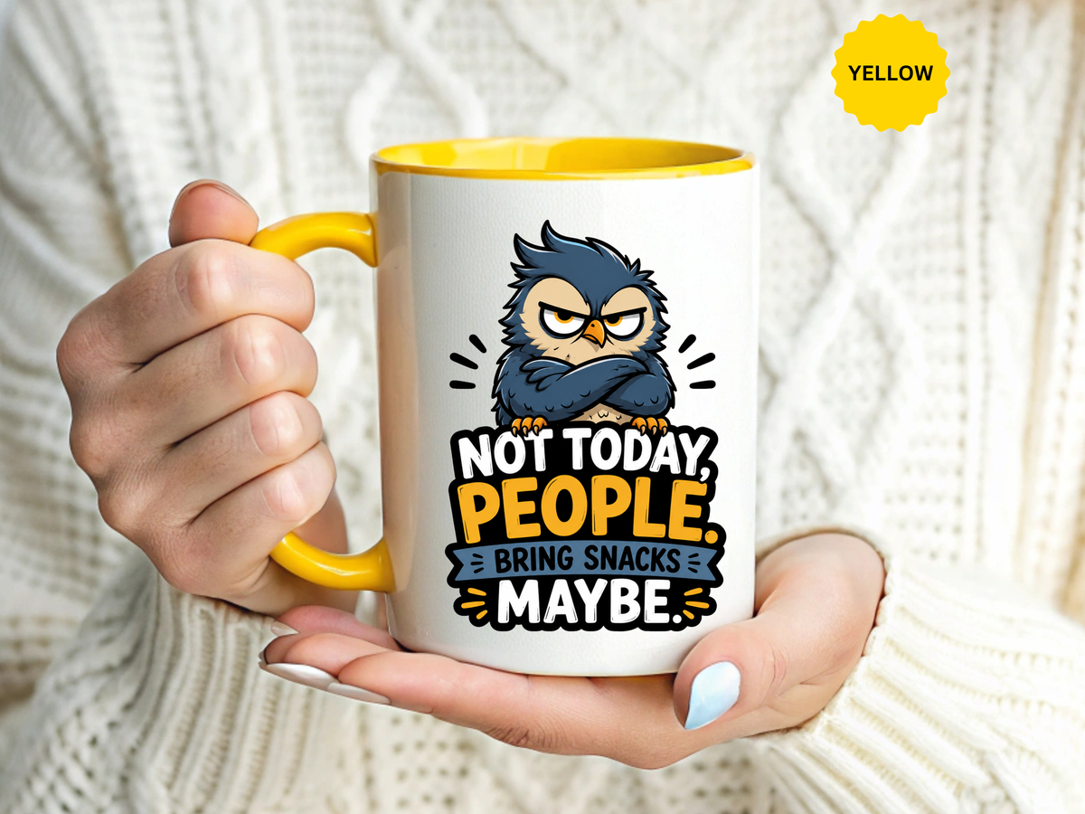 Not Today People Mug, Funny Owl Coffee Cup, Introvert Humor Gift for Coworker, Funny Snack Lover Present, Sarcastic Office Drinkware