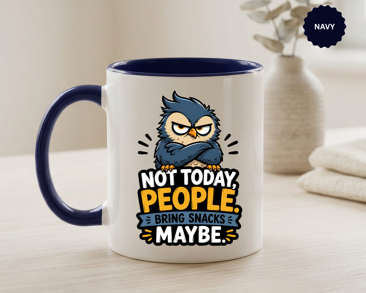 Not Today People Mug, Funny Owl Coffee Cup, Introvert Humor Gift for Coworker, Funny Snack Lover Present, Sarcastic Office Drinkware