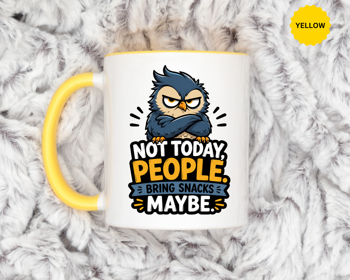 Not Today People Mug, Funny Owl Coffee Cup, Introvert Humor Gift for Coworker, Funny Snack Lover Present, Sarcastic Office Drinkware