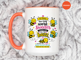Personalized Coworker Farewell Mug with Name, You Made Work Sweeter Coffee Cup, Leaving Gift from Team, New Job Bee Office Keepsake