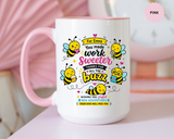 Personalized Coworker Farewell Mug with Name, You Made Work Sweeter Coffee Cup, Leaving Gift from Team, New Job Bee Office Keepsake