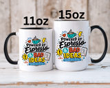 Powered by Espresso Mug, Funny Coffee Lover Cup, Bad Ideas Quote Gift for Coworker, Caffeine Addict Present, Office Humor Drinkware