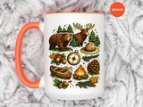 Camping Mug, Woodland Wildlife Coffee Cup, Bear and Moose Outdoor Gift, Rustic Cabin Kitchen Decor, Birthday Present for Camper or Hiker