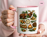 Camping Mug, Woodland Wildlife Coffee Cup, Bear and Moose Outdoor Gift, Rustic Cabin Kitchen Decor, Birthday Present for Camper or Hiker