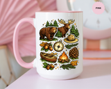 Camping Mug, Woodland Wildlife Coffee Cup, Bear and Moose Outdoor Gift, Rustic Cabin Kitchen Decor, Birthday Present for Camper or Hiker