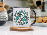 Dolphin Mug, Coastal Ocean Coffee Cup, Cute Marine Animal Lover Gift, Beach House Kitchen Decor, Unique Summer Birthday Present for Her