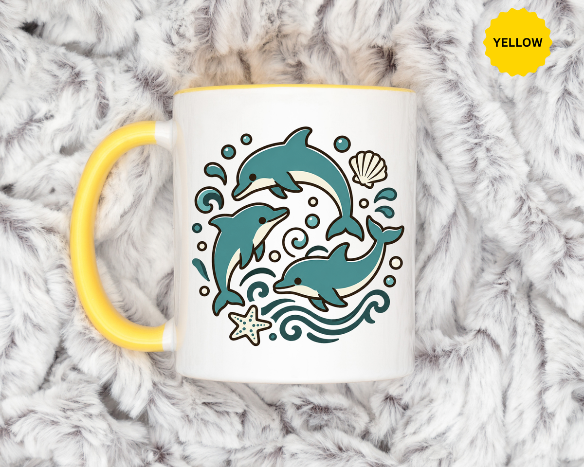 Dolphin Mug, Coastal Ocean Coffee Cup, Cute Marine Animal Lover Gift, Beach House Kitchen Decor, Unique Summer Birthday Present for Her