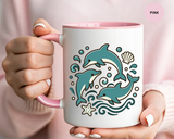 Dolphin Mug, Coastal Ocean Coffee Cup, Cute Marine Animal Lover Gift, Beach House Kitchen Decor, Unique Summer Birthday Present for Her