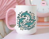 Dolphin Mug, Coastal Ocean Coffee Cup, Cute Marine Animal Lover Gift, Beach House Kitchen Decor, Unique Summer Birthday Present for Her