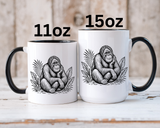 Orangutan Mug, Black and White Primate Coffee Cup, Jungle Animal Lover Gift, Wildlife Conservation Present, Rustic Nature Decor Gift