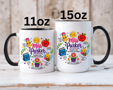 Personalized Teacher Mug with Name, Thank You Coffee Cup from Students, End of School Appreciation Gift, Colorful Classroom Keepsake