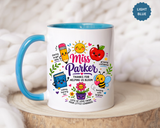 Personalized Teacher Mug with Name, Thank You Coffee Cup from Students, End of School Appreciation Gift, Colorful Classroom Keepsake