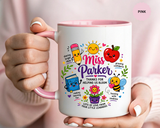 Personalized Teacher Mug with Name, Thank You Coffee Cup from Students, End of School Appreciation Gift, Colorful Classroom Keepsake