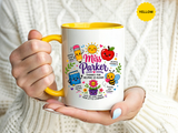 Personalized Teacher Mug with Name, Thank You Coffee Cup from Students, End of School Appreciation Gift, Colorful Classroom Keepsake