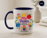 Personalized Teacher Mug with Name, Thank You Coffee Cup from Students, End of School Appreciation Gift, Colorful Classroom Keepsake