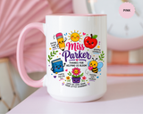 Personalized Teacher Mug with Name, Thank You Coffee Cup from Students, End of School Appreciation Gift, Colorful Classroom Keepsake