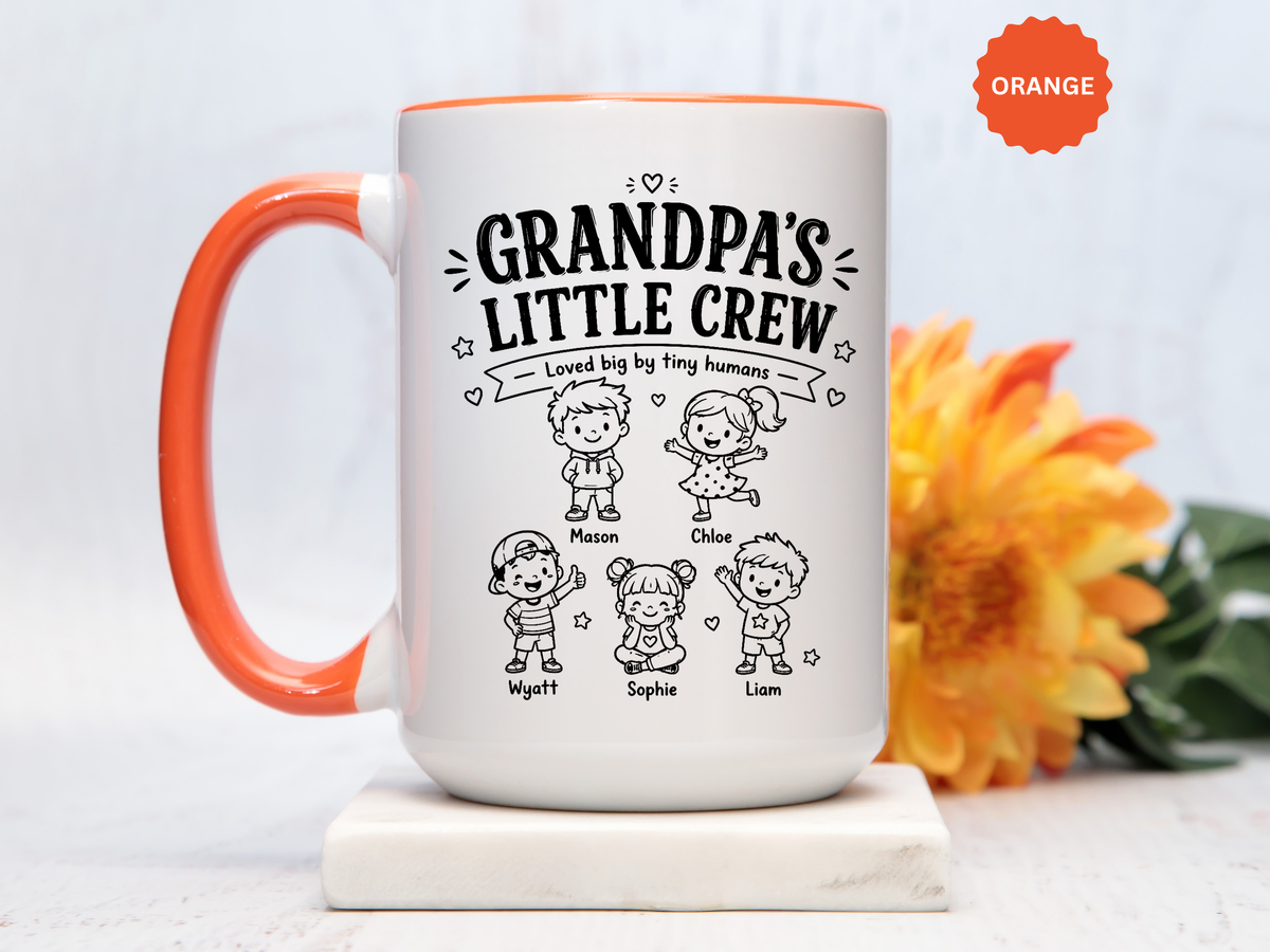 Personalized Grandpa Mug, Grandpa's Little Crew Coffee Cup, Grandchildren Name Gift, Father's Day Present, Family Birthday Keepsake