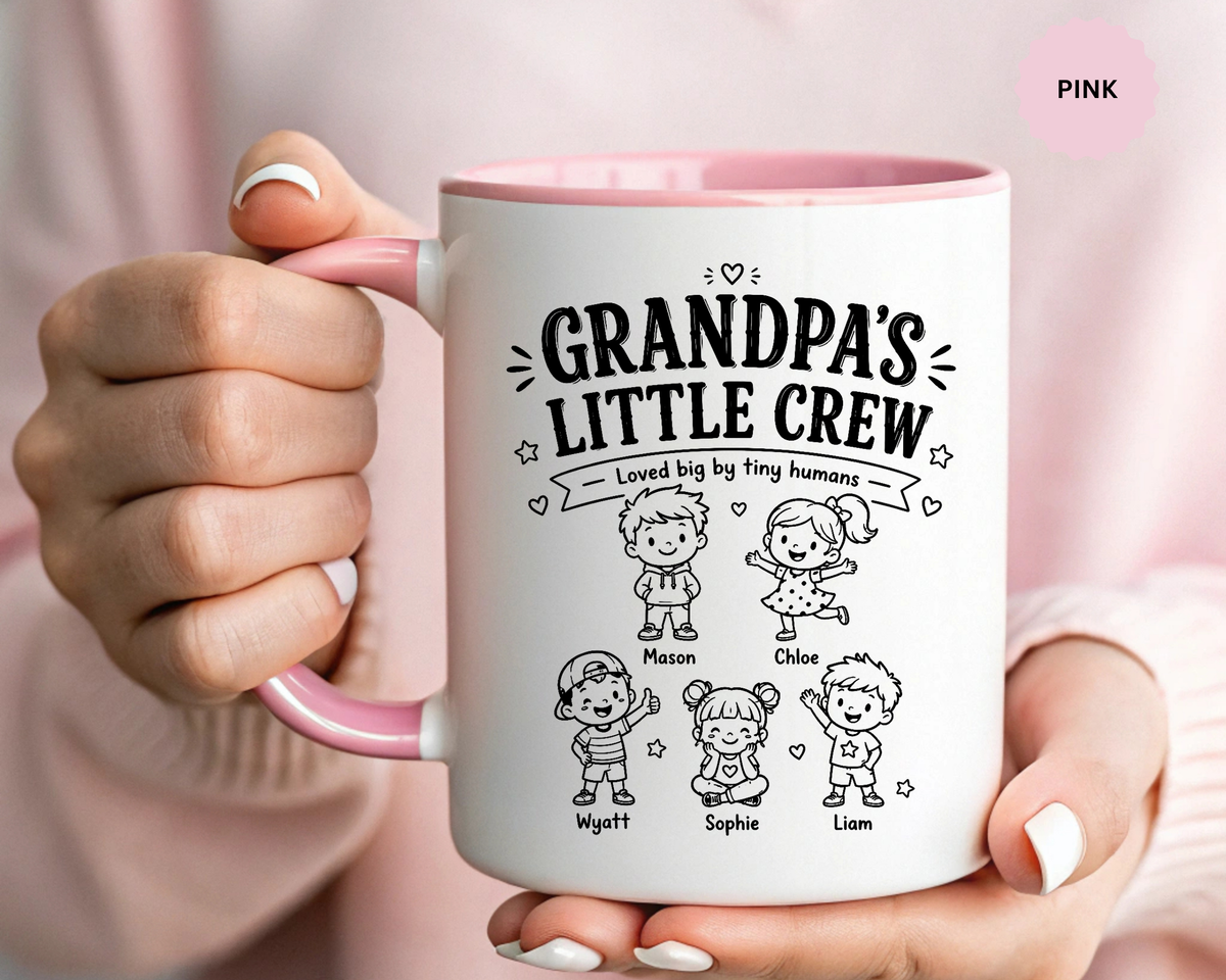Personalized Grandpa Mug, Grandpa's Little Crew Coffee Cup, Grandchildren Name Gift, Father's Day Present, Family Birthday Keepsake