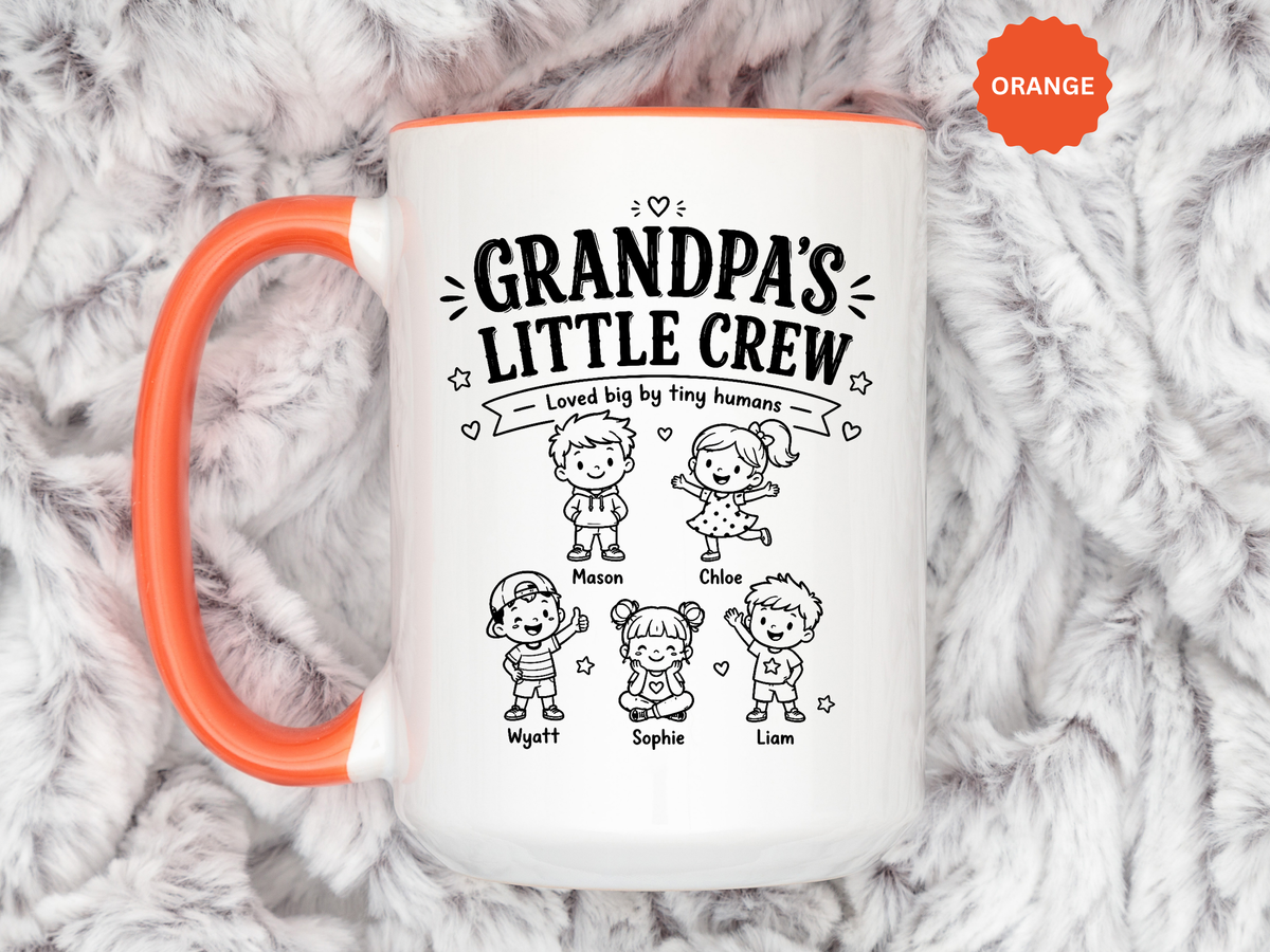 Personalized Grandpa Mug, Grandpa's Little Crew Coffee Cup, Grandchildren Name Gift, Father's Day Present, Family Birthday Keepsake