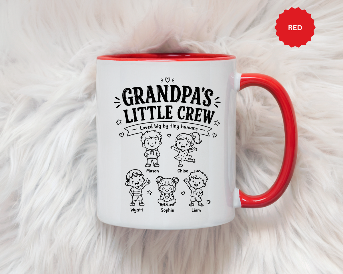 Personalized Grandpa Mug, Grandpa's Little Crew Coffee Cup, Grandchildren Name Gift, Father's Day Present, Family Birthday Keepsake