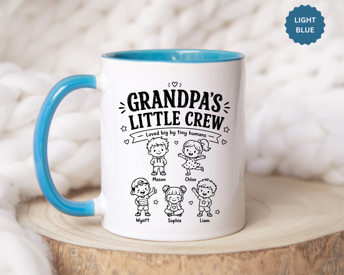Personalized Grandpa Mug, Grandpa's Little Crew Coffee Cup, Grandchildren Name Gift, Father's Day Present, Family Birthday Keepsake