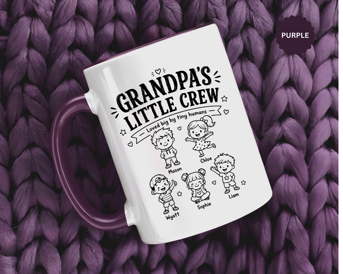 Personalized Grandpa Mug, Grandpa's Little Crew Coffee Cup, Grandchildren Name Gift, Father's Day Present, Family Birthday Keepsake