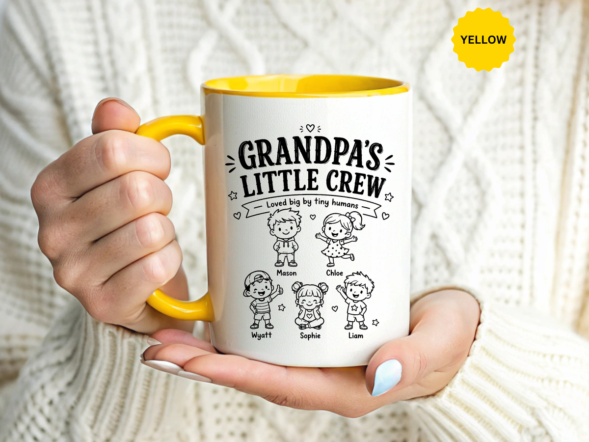 Personalized Grandpa Mug, Grandpa's Little Crew Coffee Cup, Grandchildren Name Gift, Father's Day Present, Family Birthday Keepsake